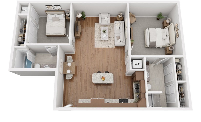 2-bedroom, 2-bathroom apartment