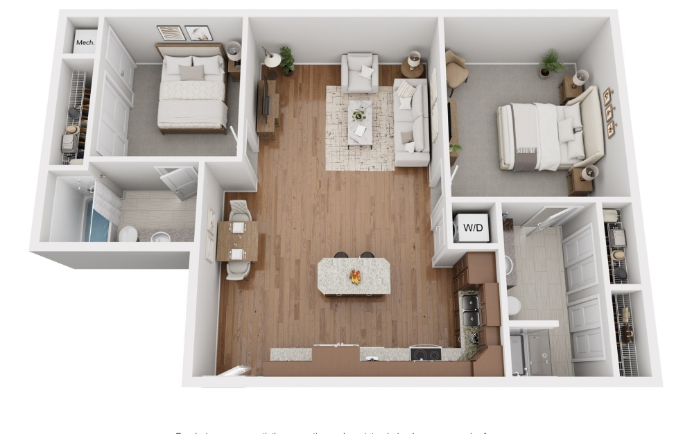 2-bedroom, 2-bathroom apartment