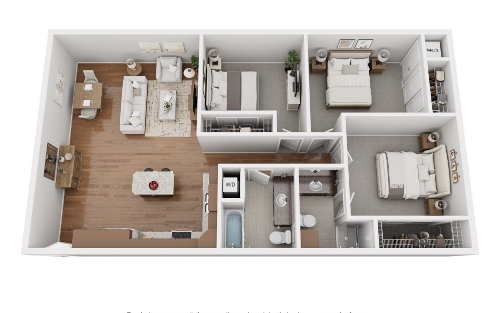3-bedroom, 2-bathroom apartment