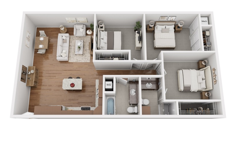 3-bedroom, 2-bathroom apartment