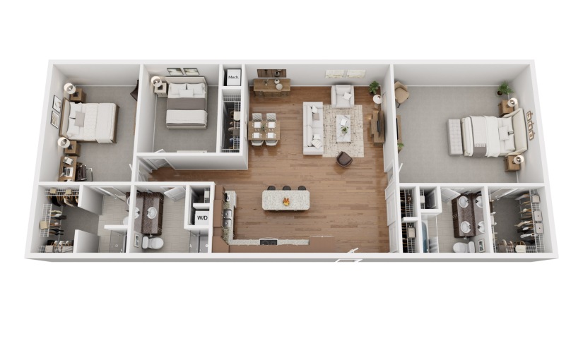 3-bedroom, 2-bathroom apartment