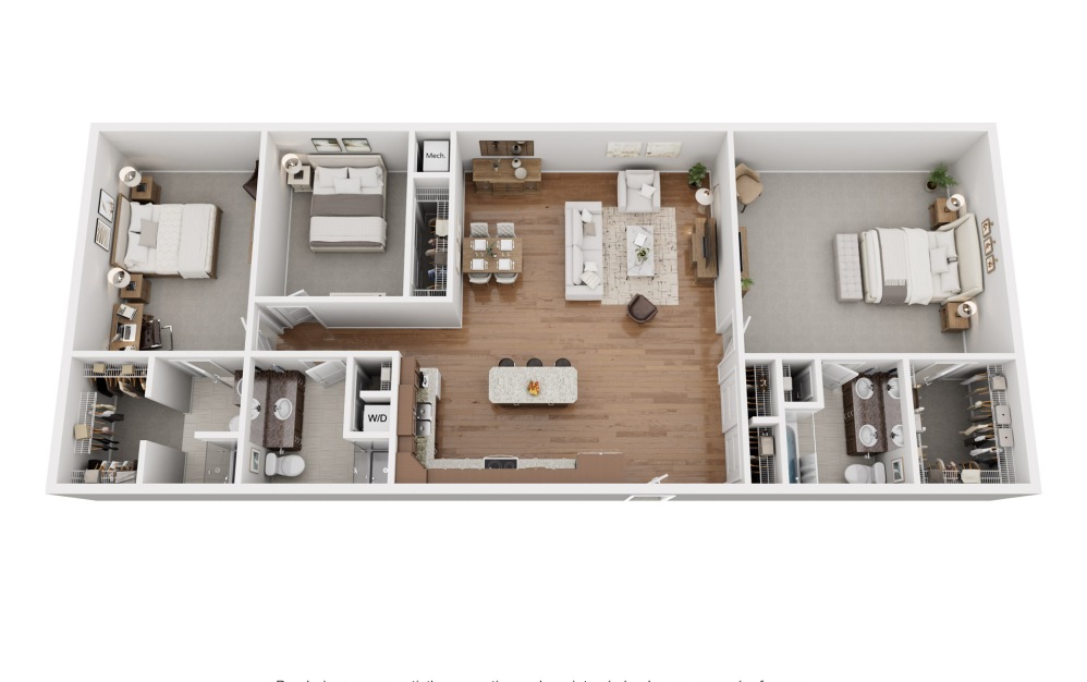 3-bedroom, 2-bathroom apartment