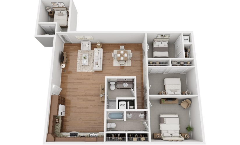 4-bedroom, 2-bathroom apartment