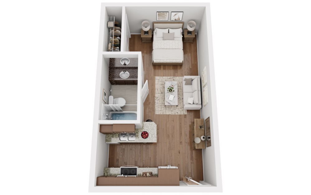 Studio with one bathroom