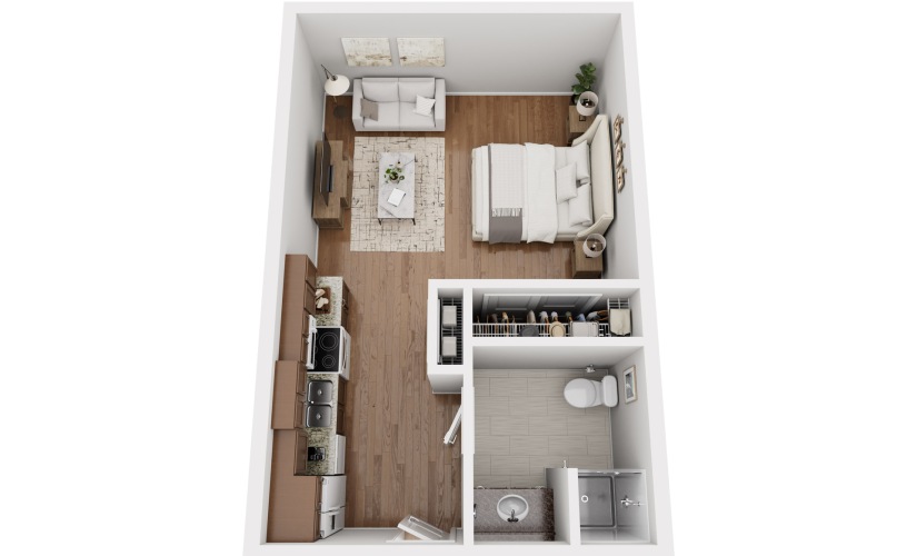 Studio with one bathroom