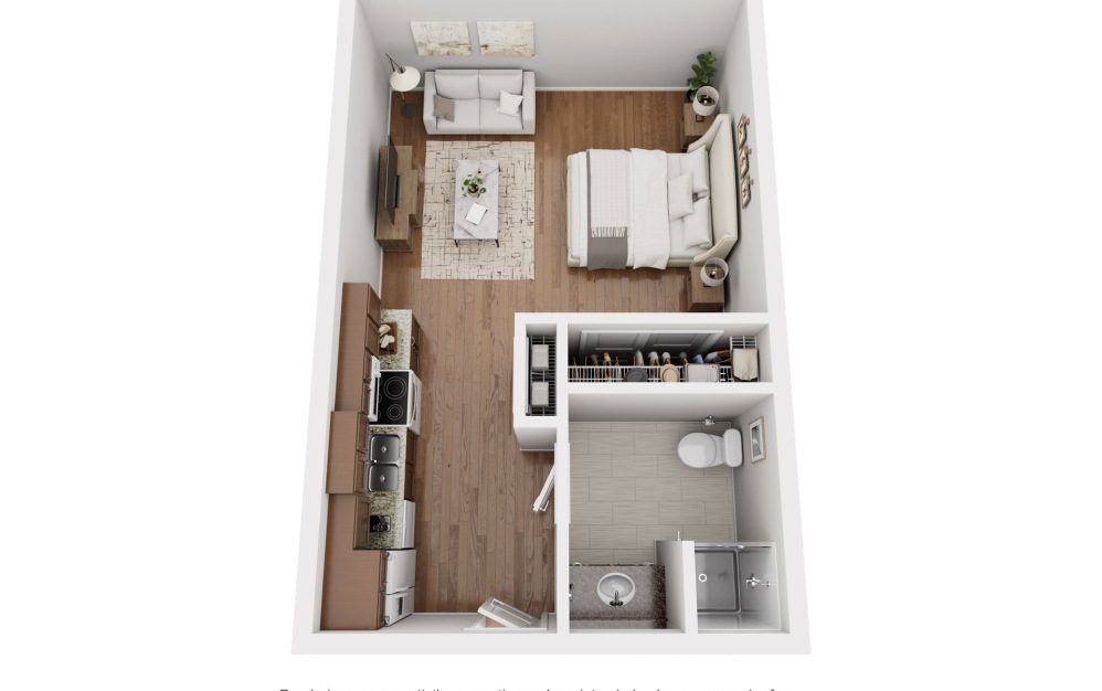 Studio with one bathroom